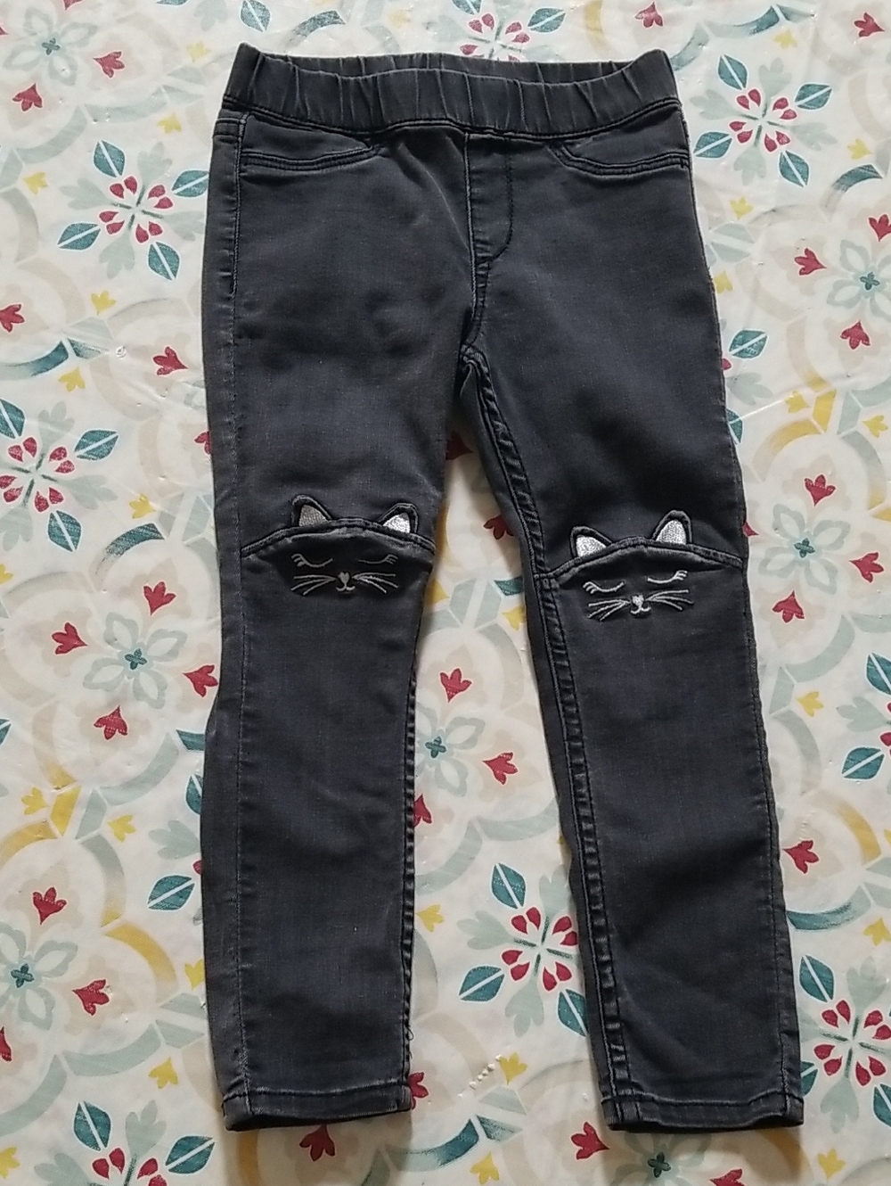 ❣5 for $25 Sale❣Girls' Distressed Black Cat-Knee Stretch Jeans - Size 3T